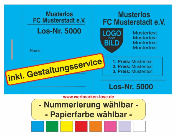1000 kleine Lose 10,2 x 5,5cm - einseitiger Druck 1/0 Schwarz [[-inkl.-Gestaltungsservice-]]